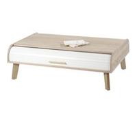 Table Basse Vintage Chêne 2 Rideaux 4 Niches - Rideau Blanc - L 114 x l 80.2 x H 36 cm marron G