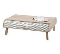 Table Basse Vintage Chêne 2 Rideaux 4 Niches - Vagues Grises 810 - L 114 x l 80.2 x H 36 cm marron G