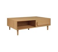 Table basse vintage décor bois de chêne 1 tiroir 2 niches 120cm - Juliana