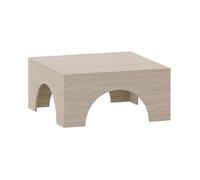 [en.casa] Table Basse de Salon Design Intemporelle avec Plateau Carré Structure Robuste Stable pour Bureau Chambre Panneau de Particules Mélaminé 80 x 80 x 37 cm Effet Travertin