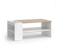 Vicco Table Basse Wido, Blanc/Sonoma, 100x55cm | avec des étagères, convient pour le rangement des magazines et des télécommandes