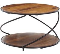 Table basse WOHNLING 58x58x35 cm Sheesham massif / métal Table de salon ronde, Table de salon design Table basse massive, Petite table d'appoint Salon Moderne avec espace de rangement