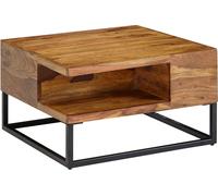 Table basse WOHNLING 60x60x34,5 cm Sheesham massif / métal Table basse d'angle, Table de salon avec espace de rangement, Table basse massive, Petite table d'appoint Salon Moderne Carré