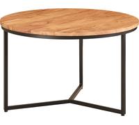 Table basse WOHNLING 60x60x38 cm acacia massif / métal design table basse ronde, table de salon table basse massive, petite table de salon
