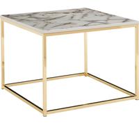 Table basse WOHNLING 60x60x45 cm avec aspect marbre blanc / or, table de salon avec piétement métallique, table basse de salon, table d'appoint