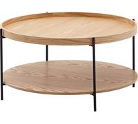 Table basse WOHNLING 78x78x40 cm Table basse bois / métal Table de salon chêne, Table de salon design ronde avec rangement, Table bois table basse, Table de salon