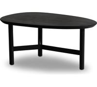 Wohnling Table basse 86 x 50 x 37 cm en bois massif de mangue/métal noir - Table de salon design en forme de rein - Table basse à trois pieds - Salon moderne