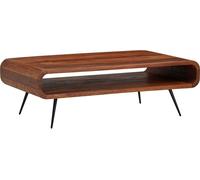 Table basse WOHNLING 90x55x30 cm Sheesham massif / métal Table basse d'angle, Table de salon avec espace de rangement, Table basse massive, Petite table d'appoint Salon Moderne Rectangulaire