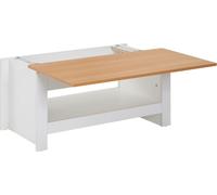 Table basse WOHNLING Blanc / Chêne 85x47x45 cm Table de salon avec espace de rangement, table basse design avec compartiment de rangement Moderne, table basse Lounge Table d'angle