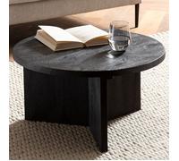 Table Basse - WOHNLING - Bois Massif - Ronde - Noir - Moderne