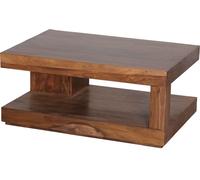 Table basse WOHNLING en bois massif de sheesham 90 x 60 x 40 cm, table de salon design brun foncé, table d'appoint style campagnard produit naturel, meuble de salon pièce unique moderne, meuble en boi