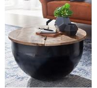 Table Basse - WOHNLING - Noir - 60 x 34 x 60 cm - avec rangement