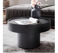Table Basse - WOHNLING - Ronde - Métal Noir - 60x60x30cm - Design Moderne