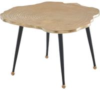WOHNLING Table Basse de Salon Métal 64x64x37 cm Disque d'arbre Aluminium Or | Petite Table de Canapé | Design Table d'appoint Style Moderne