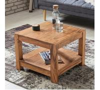 Table basse - WOHNLING - Solide acacia bois - Style campagnard - Marron clair - 60x60cm