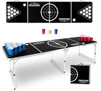 Table Beer Pong Stagecaptain Basic - Table Pliable Stable en Aluminium - Plateau MDF Melaminé (5 mm) - Inclus 100 Gobelets et 6 Balles - Montage Rapide et Transport Compact