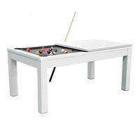 Table Billard Convertible 7FT - Meyer - Blanc - Tapis Gris - 213 x 112.5 x 82.5 cm
