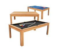 Table billard convertible 7FT Prego bois clair tapis noir feutré