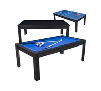Table billard convertible 7FT Prego bois noir tapis bleu royal