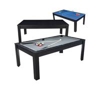 Table billard convertible 7FT Prego bois noir tapis gris souris