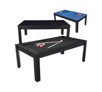 Table billard convertible 7FT Prego bois noir tapis noir feutré