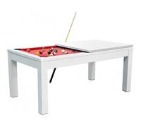 Table Billard Convertible Blanc 7ft - Meyer - Tapis Rouge - 213 x 112.5 x 82.5 cm