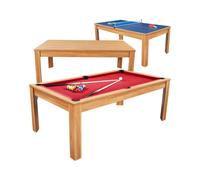 Table billard Convertible Prego 7FT Bois clair tapis rouge rubis
