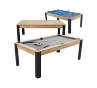 Table billard convertible Prego 7FT chêne fumé tapis gris souris