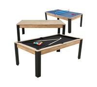 Table billard convertible Prego 7FT chêne fumé tapis noir feutré