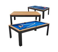 Table billard convertible Prego 7FT duo bois et noir tapis bleu royal