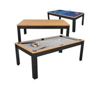Table billard convertible Prego 7FT duo bois et noir tapis gris souris