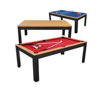 Table Billard convertible Prego 7FT duo bois et noir tapis rouge rubis