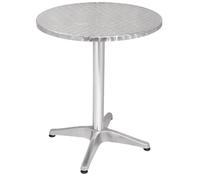 Bolero Table ronde Bolero avec bord recourbé et pied très résistant, gris, plateau en acier inoxydable et base en aluminium, taille : 720 (H) x 600 mm (Dia) mm, U425