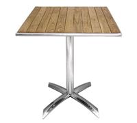 Bolero Table bistro carrée GK991 – Plateau basculant frêne 60 cm, cadre alu, intérieur/extérieur