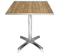 Bolero Table bistro carrée GK991 – Plateau basculant frêne 60 cm, cadre alu, intérieur/extérieur