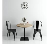 Table Bistro Mdf Et Acier Style Café Français Ronde 80x75 Cm Couleur Chêne