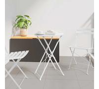 Vidaxl Table De Bistro Pliable Blanc Ø50x71 Cm En Acier Thermolaqué