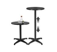 Table de bistrot - TECTAKE - table de café, frédéric, 2 en 1, résistante aux intempéries, mdf, 67 x 67 x 70/110 cm - noir