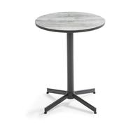 Table bistrot ronde en acier et céramique effet bois gris - Oviala