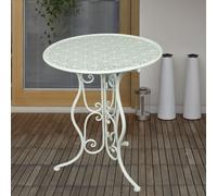 Table Bistrot Style Campagne Ronde 60Cm Look Shabby Jardin Terrasse Métal