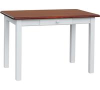 Table blanche avec tiroir en pin massif avec plateau couleur calvados 120 x 70 cm