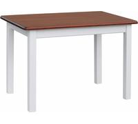 Table blanche en pin massif avec plateau couleur calvados 90 x 60 cm