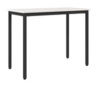 vidaXL Table rectangulaire 100 x 50 x 77 cm – Blanc, bois d'ingénierie & acier, réglable en hauteur