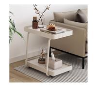 Table bout de canapé en forme de C, table de chevet à 3 étages avec cadre en métal, design rotatif à 360° pour les petits espaces, idéale pour le salon, la chambre à coucher et la salle de bain