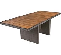 Table BRAGA 220 cm, gris saule avec plateau en bois