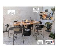 Table Brasero Baril mixte gaz et charbon