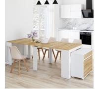 IDMarket - Table Buffet Extensible Orlando 10 Personnes 235 cm Bois Blanc et façon hêtre