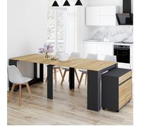 IDMarket - Table Buffet Extensible Orlando 10 Personnes 235 cm Bois Noir et façon hêtre