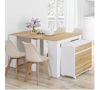 Table buffet extensible ORLANDO 6 p bois et blanc 140 cm