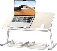 Table, Bureau, SAIJI Support ajustable pour ordinateur portable, Table plateau de lit, 5 hauteurs, 4 angles, Bureau pliant stable pour le bureau de canapé de lit, portable jusqu'à 17'' (60*33cm Teck)